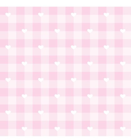 pink plaid background with hearts