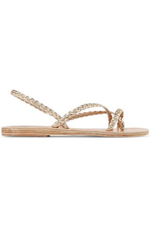 Ancient Greek Sandals | Yianna braided metallic leather sandals | NET-A-PORTER.COM