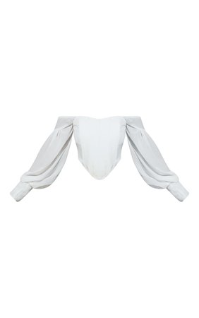 White Bardot Sheer Sleeve Corset Top | Tops | PrettyLittleThing USA