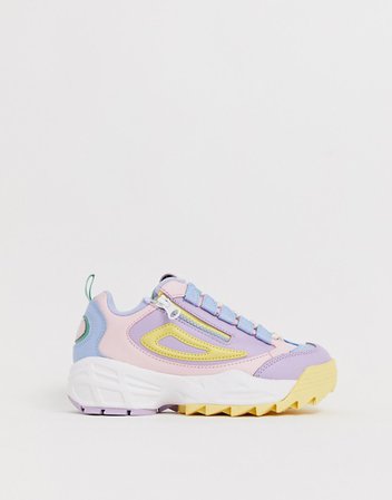Fila Pink Lilac and Yellow Disruptor 3 Zip Sneakers | ASOS
