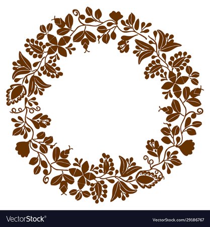 Brown laurel wreath frame on white background Vector Image