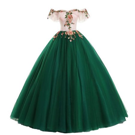 Vintage / Retro Dark Green Prom Dresses 2019 Ball Gown Appliques Lace Off-The-Shoulder Short Sleeve Backless Floor-Length / Long Formal Dresses
