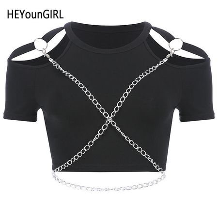 FREE SHIPPING Women Hollow Out Summer Chain Cotton Crop Tops JKP3603