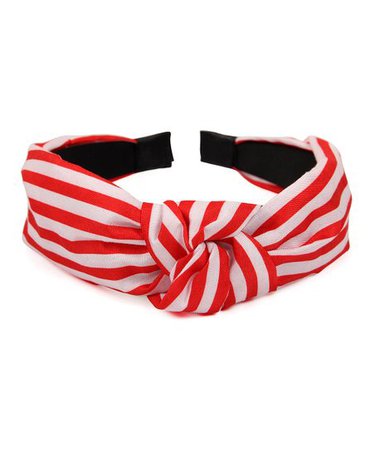 Riah Fashion Red & White Stripe Knotted Headband | Zulily