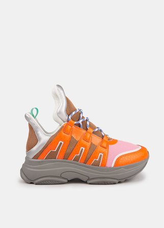 Neon orange and pink chunky sneakers