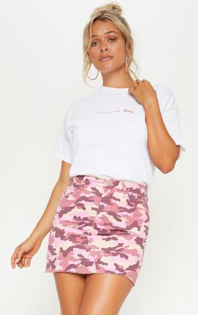 Pink Camo Denim Skirt | Skirts | PrettyLittleThing