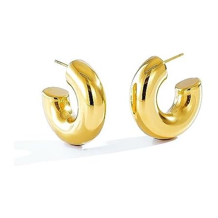 Amazon.com: PAVOI 14K Gold Plated Lightweight Chunky Open Hoops for Women | Trendy Gold Hoop Earrings: Clothing, Shoes & Jewelry