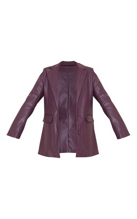 Plum Faux Leather Dad Blazer | Co-Ords | PrettyLittleThing CA