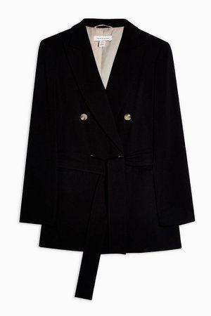 Black Double Breasted Belted Blazer | Topshop