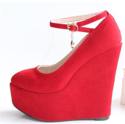 Red wedges shoes ankle strap 15 cm ultra high heels shoes woman wedding shoes platform black gray purple pointed toe pumps-in Women's Pumps from Shoes on Aliexpress.com | Alibaba Group