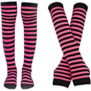 Pink striped arm warmers and stockings