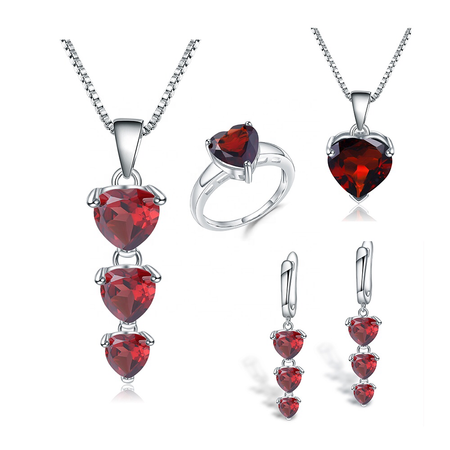 red heart jewelry set
