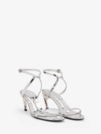 Armadillo Metal Bar Sandal in Silver | Alexander McQueen US