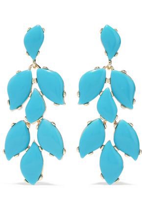 22-karat gold-plated stone clip earrings | KENNETH JAY LANE | Sale up to 70% off | THE OUTNET