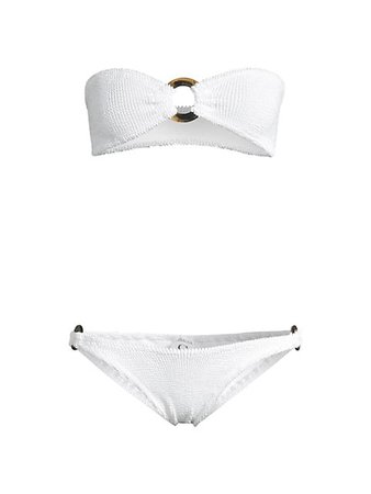 Hunza G Gloria Ring Detail Bandeau 2-Piece Bikini Set | SaksFifthAvenue