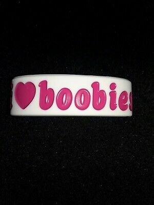 I Love Heart Boobies Bracelet White NEW Bands Silicone Breast Cancer Awareness | eBay