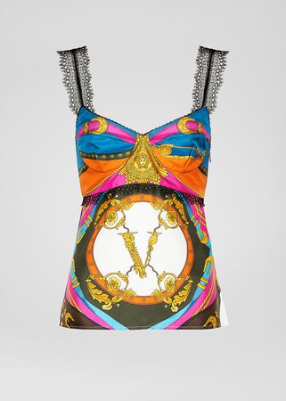 Versace Barocco Rodeo Print Silk Lingerie Top for Women | US Online Store