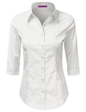 White Button Up 3/4 Sleeves