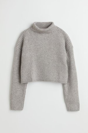 Crop Turtleneck Sweater - Gray melange - Ladies | H&M US