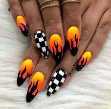 flame nails coffin - Google Search