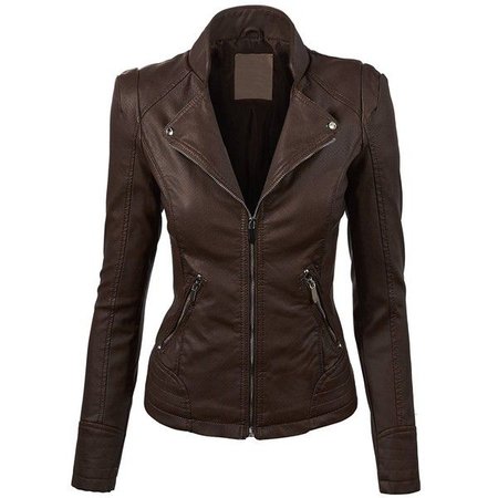 MBJ WJC821 Womens Perforated Faux Leather Jacket