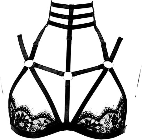 Amazon.com: Goth Womens Sexy Lace Sheer Bralette Strappy Tops Bondage Body Harness Lingerie Belt Black: Clothing, Shoes & Jewelry