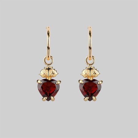 The Sacred Heart Garnet Earrings - Gold – REGALROSE