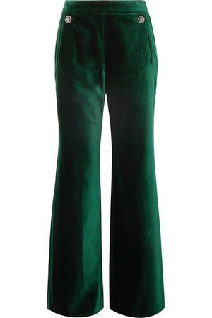 Dark green Clove velvet wide-leg pants | Temperley London