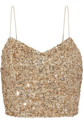 Archer cropped sequined tulle camisole | ALICE + OLIVIA | Sale up to 70% off | THE OUTNET