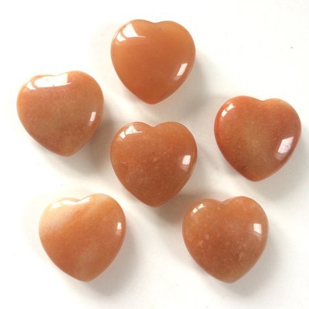 Peach Aventurine heart shaped smooth palm stone pocket healing