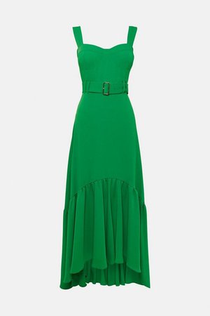 Soft Tailored Peplum Hem High Low Dress | Karen Millen
