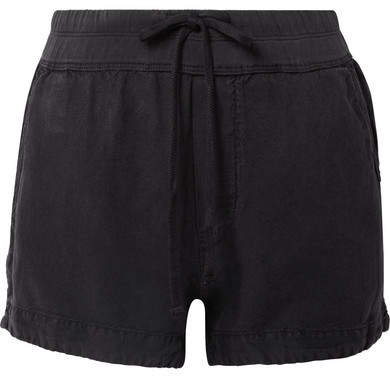 Lyocell And Linen-blend Shorts - Black