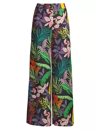 Jungle-Print Linen Wide-Leg Pants | Saks Fifth Avenue