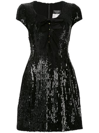 Black Chanel Pre-Owned Short Sleeve One Piece Dress | Farfetch.com