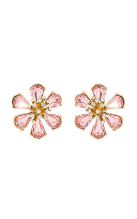 Crystal Flower Button Earrings By Oscar De La Renta | Moda Operandi