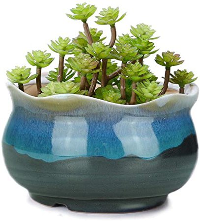 Amazon.com : VanEnjoy 5" Large Ceramic Succulent Pot, Multicolor Colorful Flowing Glazed, Indoor Home Décor Cactus Flower Bonsai Pot Planter Container, Candle Holder Ring Bowl (Blue A) : Garden & Outdoor