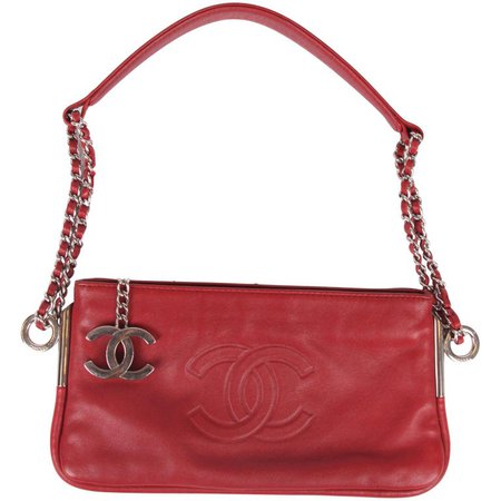 Chanel Clutch - dark red leather For Sale at 1stdibs