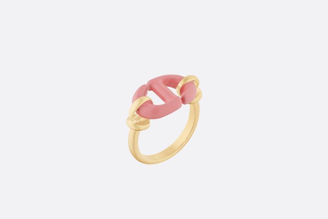 CD Navy Ring Gold-Finish Metal and Pink Lacquer - Fashion Jewelry - Women's Fashion | DIOR