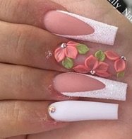 pink flower nails