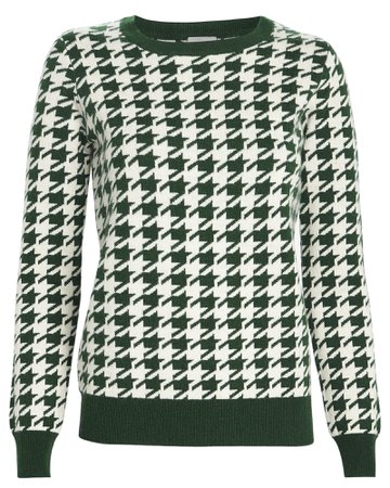 Happy Houndstooth Wool-Cashmere Sweater