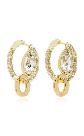 Niteo Convertible Crystal 14k Rhodium-Plated Hoop Earrings By Mounser | Moda Operandi