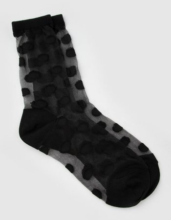 Sheer Polka Dot Womens Black Mid Calf Socks - BLACK - MWF-000076 | Tillys