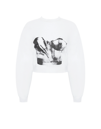 Alexander McQueen | Bustier Print Sweatshirt in White/Black (Dei5 edit)