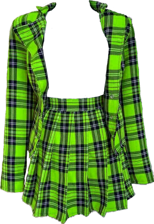 Transparent Plaid Blazer and Skirt Neon Green (Dei5 edit)