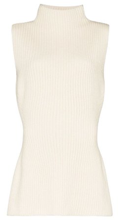 Jill Sander sleeveless ribbed-knit turtleneck top