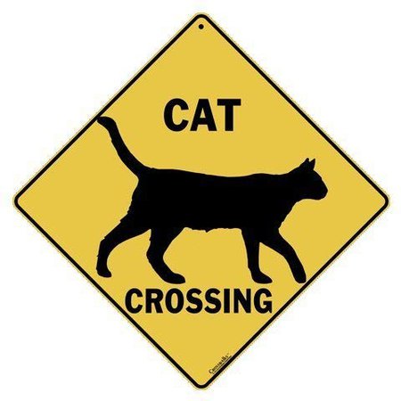 CROSSWALKS Cat Silhouette Crossing 12" X 12" Aluminum Sign (X311): Home & Kitchen