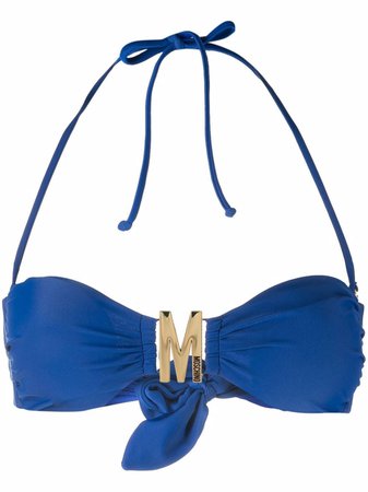 Moschino logo-plaque Bandeau Bikini Top - Farfetch