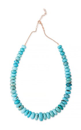 14K Rose Gold Medium Graduated Turquoise Beaded Necklace by Jacquie Aiche | Moda Operandi