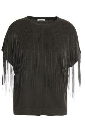 Fringed bead-embellished cashmere top | BRUNELLO CUCINELLI | Sale up to 70% off | THE OUTNET