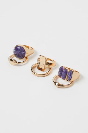6-pack rings - Gold-coloured/Purple - Ladies | H&M GB